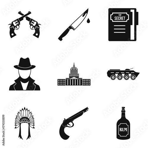 Shooter icons set, simple style
