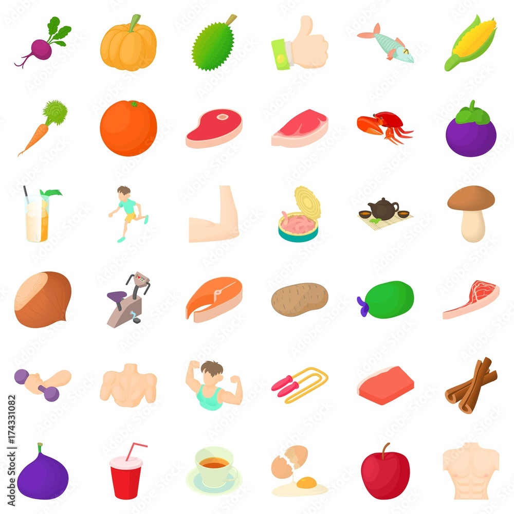 Slim icons set, cartoon style Slim icons set, cartoon style