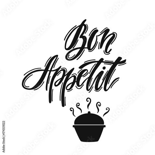 Bon Appetit. Hand drawn typography printable art. 
