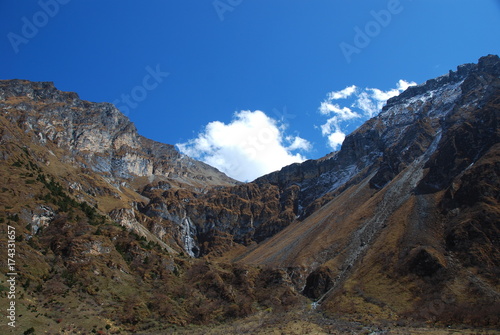 Mountain Peaks in Bhutan in the Himalayas