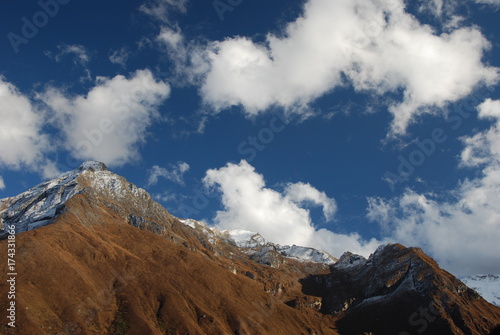 Mountain Peaks in Bhutan in the Himalayas