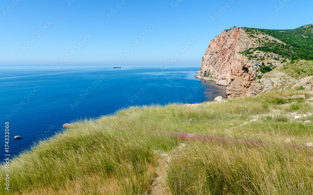 Panoramic beautiful sea summer landscape of Crimea shore