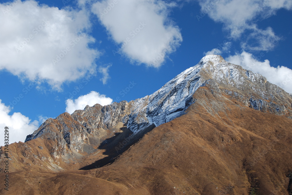Mountain Peaks in Bhutan in the Himalayas