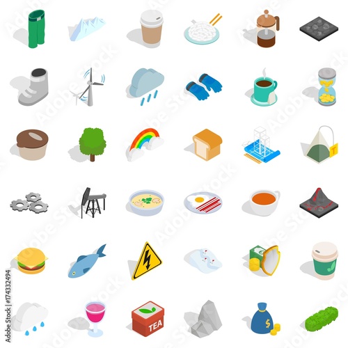 Season icons set, isometric style