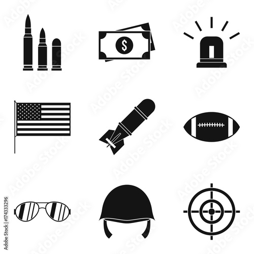Explosive icons set, simple style