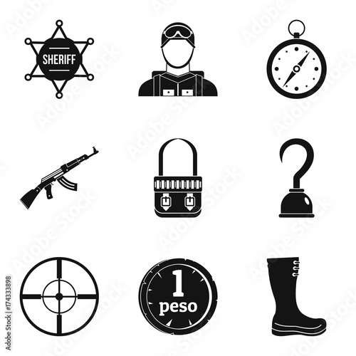 Police stuff icons set, simple style