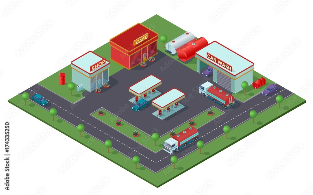 Isometric Gas Station Concept Isometric Gas Station Concept