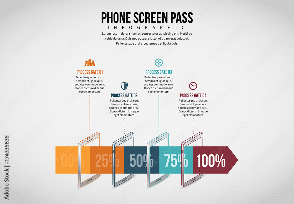 Mobile Phone Screen Pass Infographic Stock Template | Adobe Stock