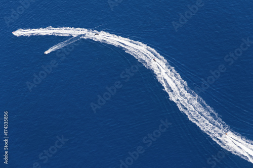 traces of the boats on the water, view from above © passsy