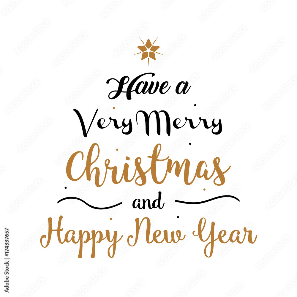 Vector illustration Have a Very Merry Christmas and Happy New Year vintage background with typography and lines for banner, promo flyer, greeting card or other design