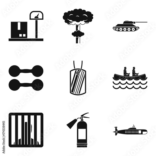 Bellicose icons set, simple style