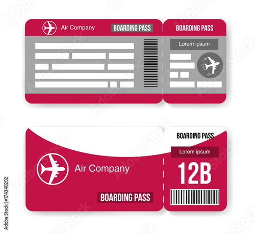 Travel concept airplane tickets Isolated on white background. Vector illustration 