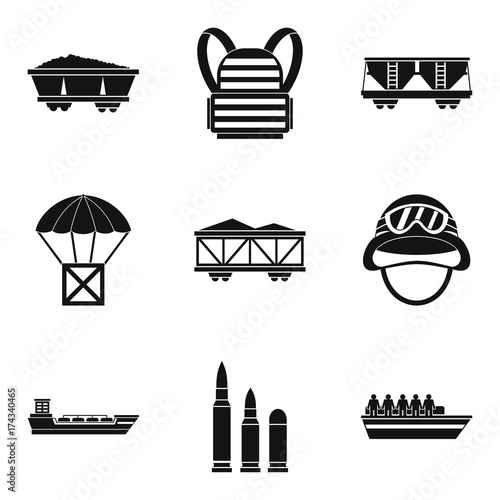 Combative icons set, simple style