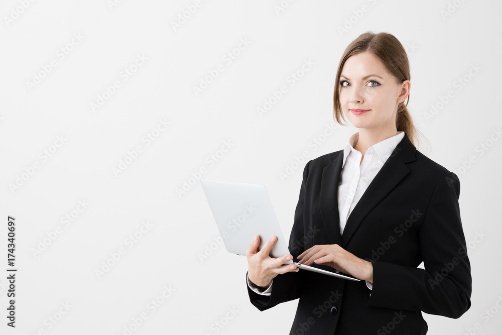 portrait if young businesswoman isolated on white background portrait if young businesswoman isolated on white background