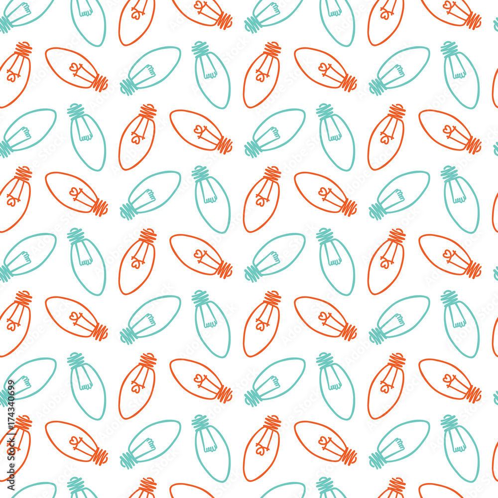 Hand drawn seamless pattern with light bulb, heart. Light bulb lamp icon. Hand drawn seamless pattern with light bulb, heart. Light bulb lamp icon.