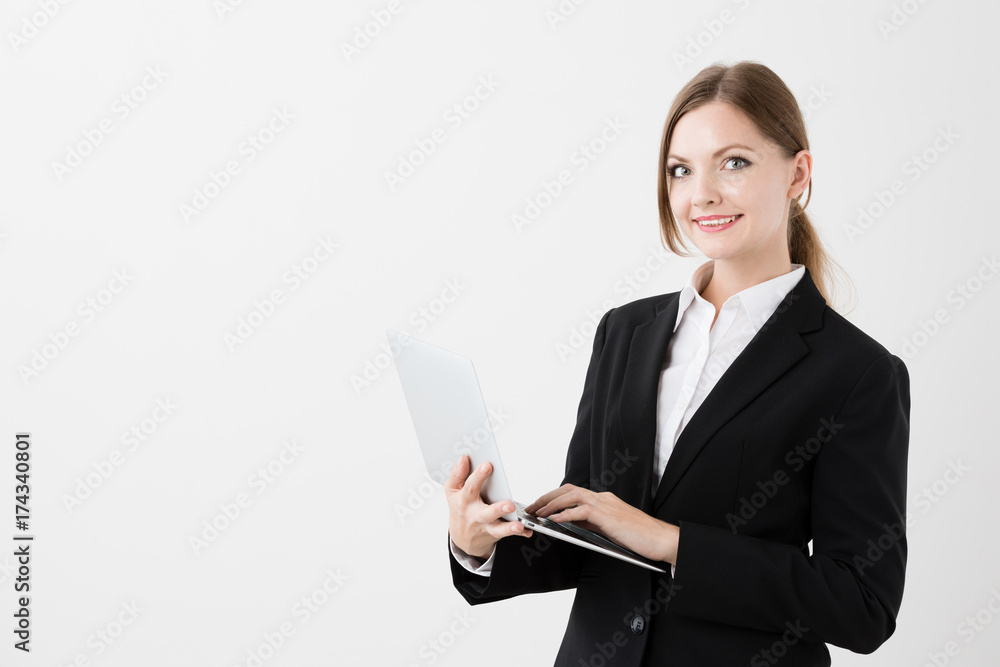 portrait if young businesswoman isolated on white background portrait if young businesswoman isolated on white background