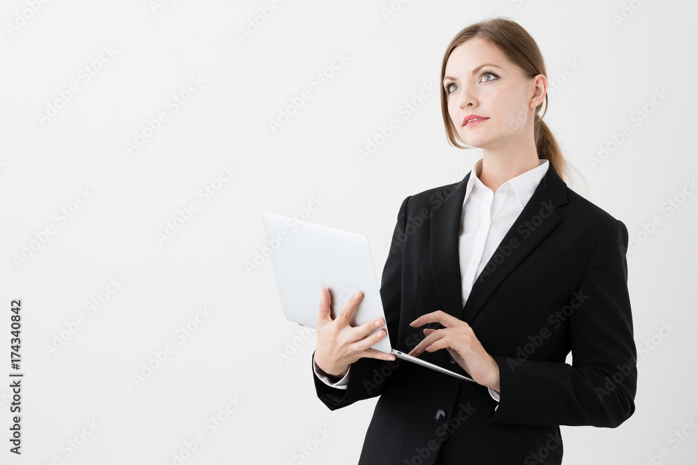 portrait if young businesswoman isolated on white background portrait if young businesswoman isolated on white background