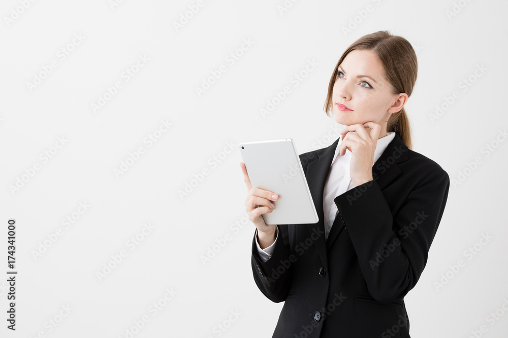 portrait if young businesswoman isolated on white background portrait if young businesswoman isolated on white background