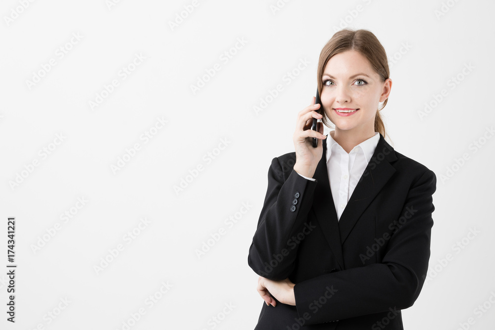 portrait if young businesswoman isolated on white background portrait if young businesswoman isolated on white background