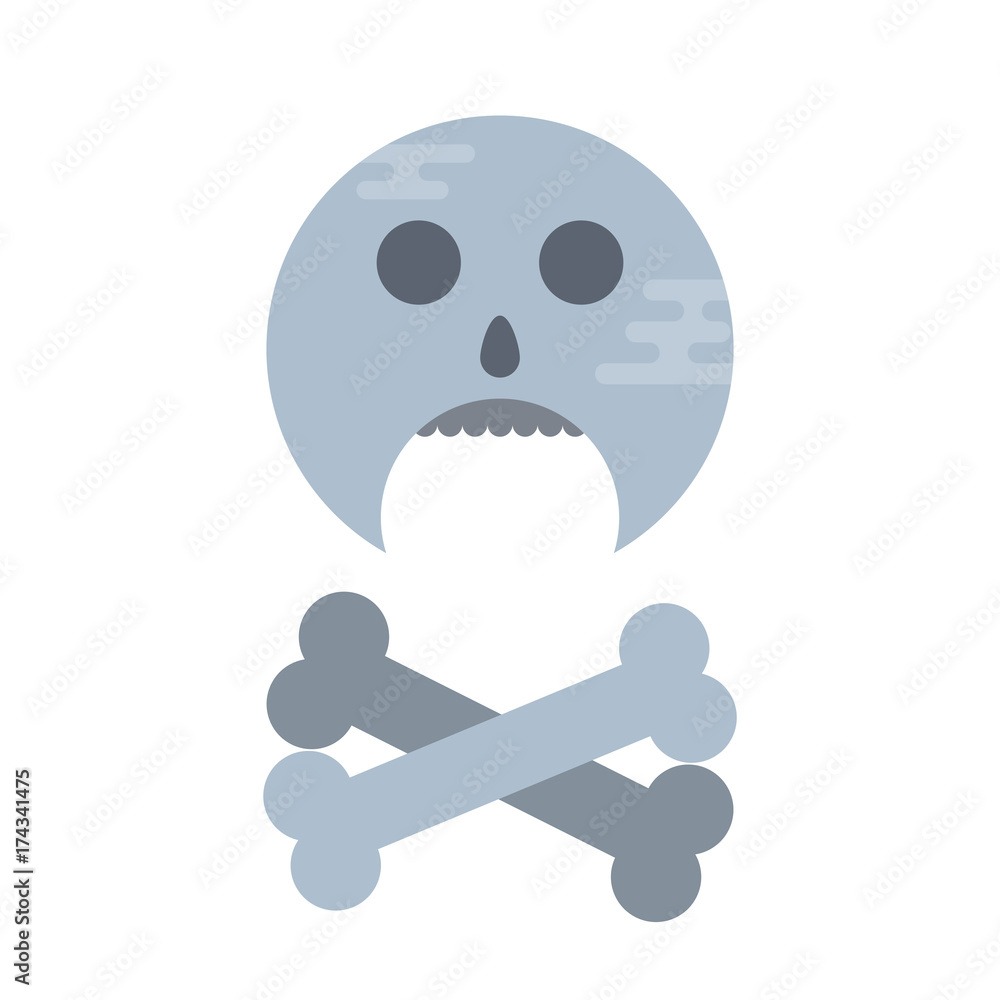 Stylized flat illustration of skull with crossed bones. Stylized flat illustration of skull with crossed bones.