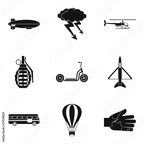 Militant icons set, simple style