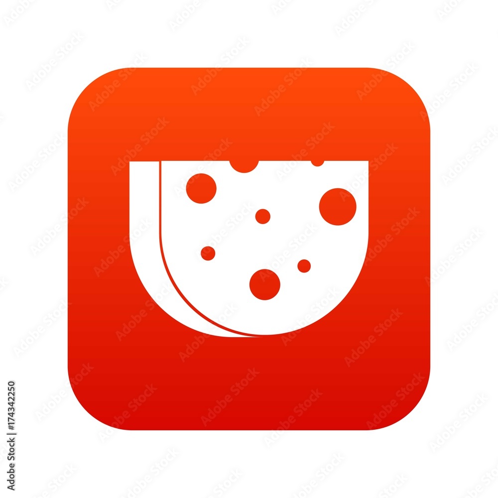 Piece of Swiss cheese icon digital red Piece of Swiss cheese icon digital red