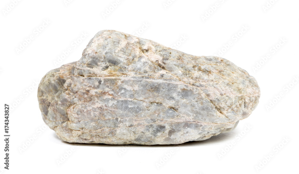 Single natural stone on white background Single natural stone on white background