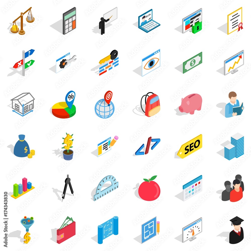 Counter icons set, isometric style Counter icons set, isometric style