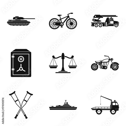 War icons set, simple style