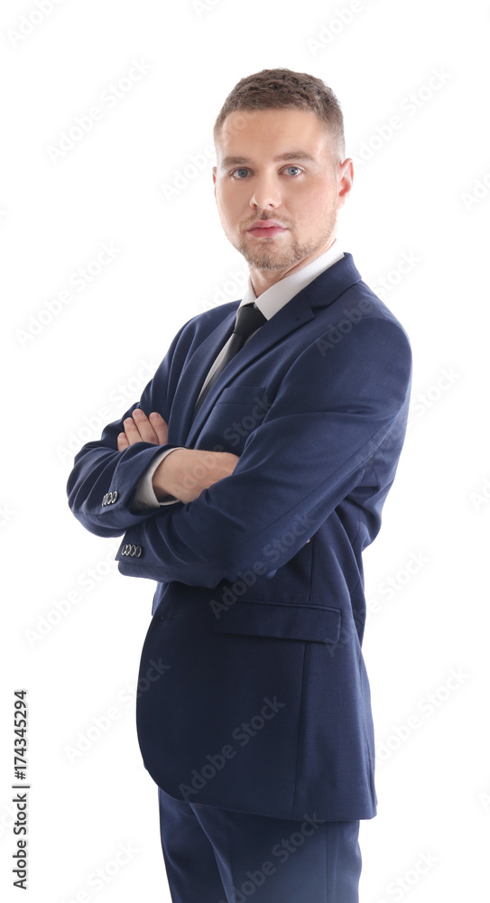 Handsome man in suit isolated on white