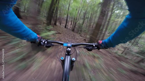 POV Cycling mountain bike an off road flow enduro trail. 

