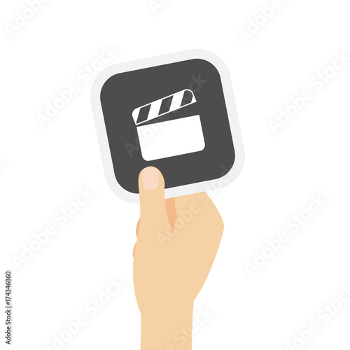 Hand hält graue Karte - Filmklappe - Film