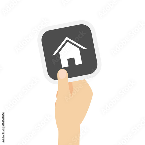Hand hält graue Karte - Haus