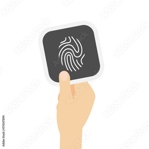 Hand hält graue Karte - Fingerabdruck