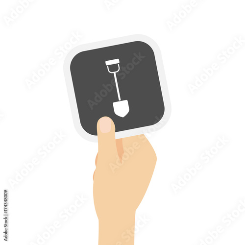 Hand hält graue Karte - Schaufel