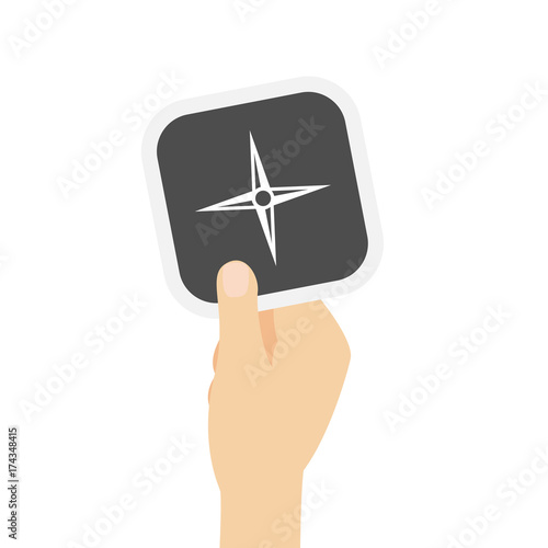 Hand hält graue Karte - Kompass - Navigation