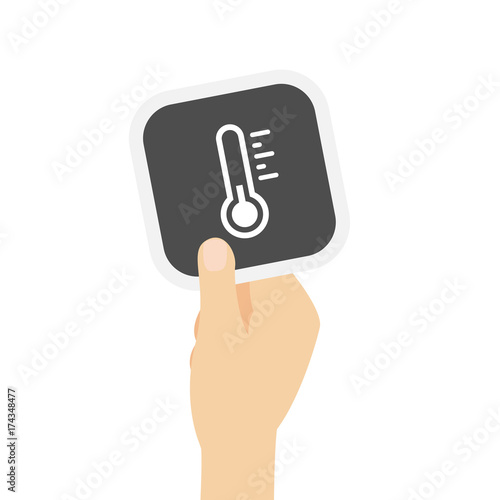 Hand hält graue Karte - Thermometer - kalt