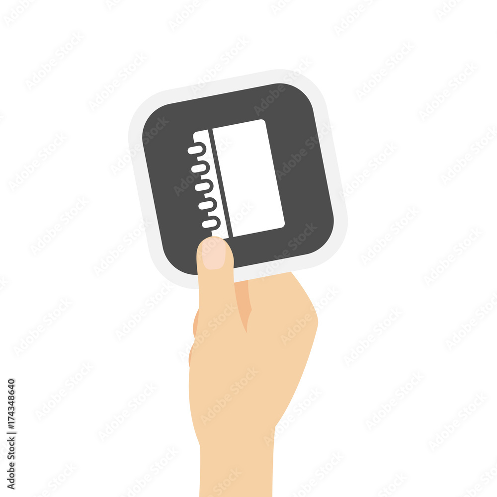 Hand hält graue Karte - Notizblock Hand hält graue Karte - Notizblock