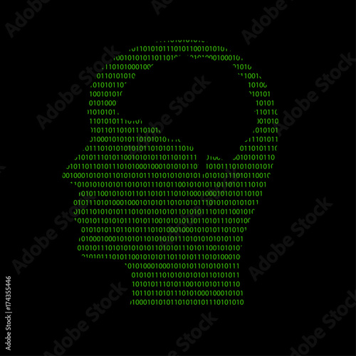 Hacker - 101011010 Icon - Kopf mit Gehirn im Profil