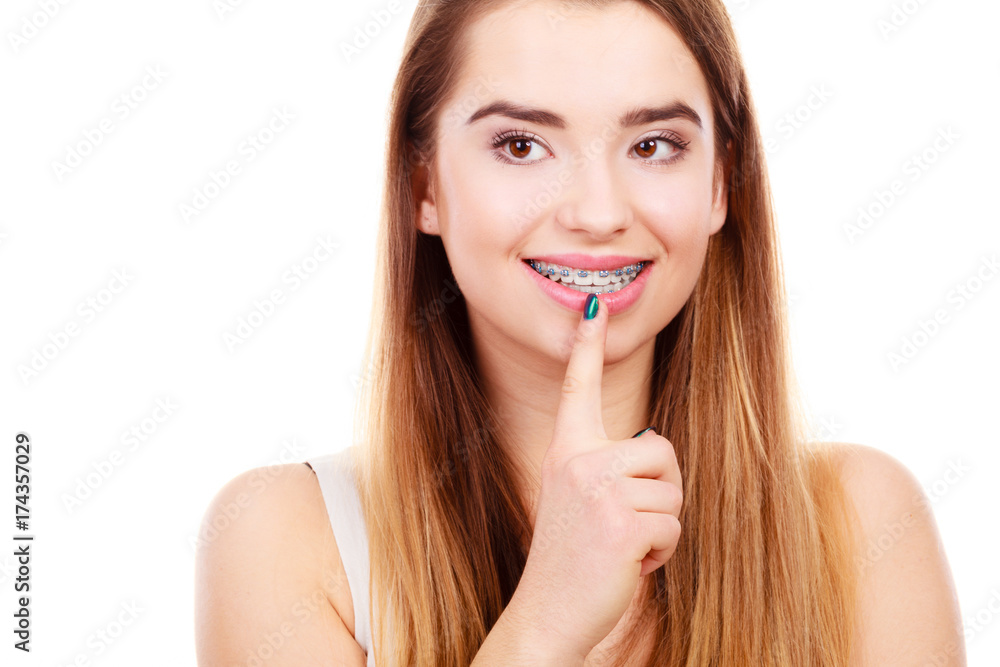 Portrait of happy thinking you woman Portrait of happy thinking you woman