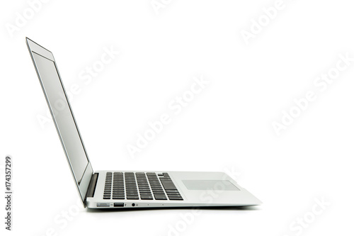 Laptop, notebook computer with copy space isolated on white background.