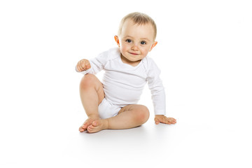 beautiful baby boy on white background