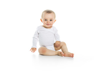 beautiful baby boy on white background