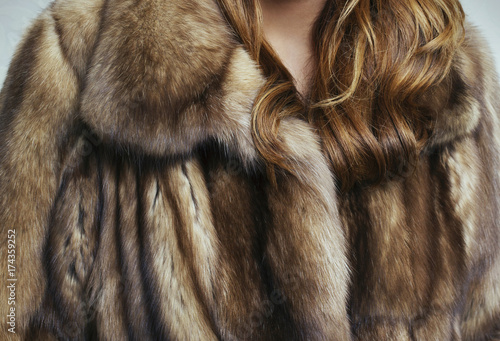 brown fur coat closeup photo