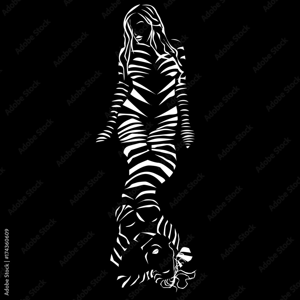 Image of a beautiful girl in a shadow fashion Image of a beautiful girl in a shadow fashion