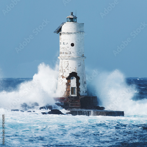 Old Lighthouse in the storm photo