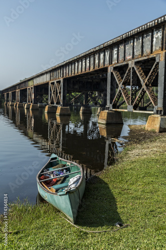 Canoe on the river bank