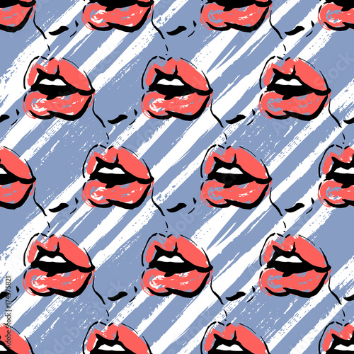 Bold red lips full of kisses