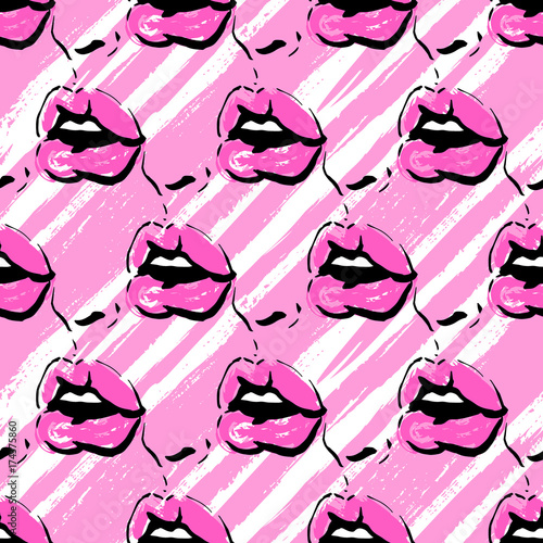 Bold red lips full of kisses