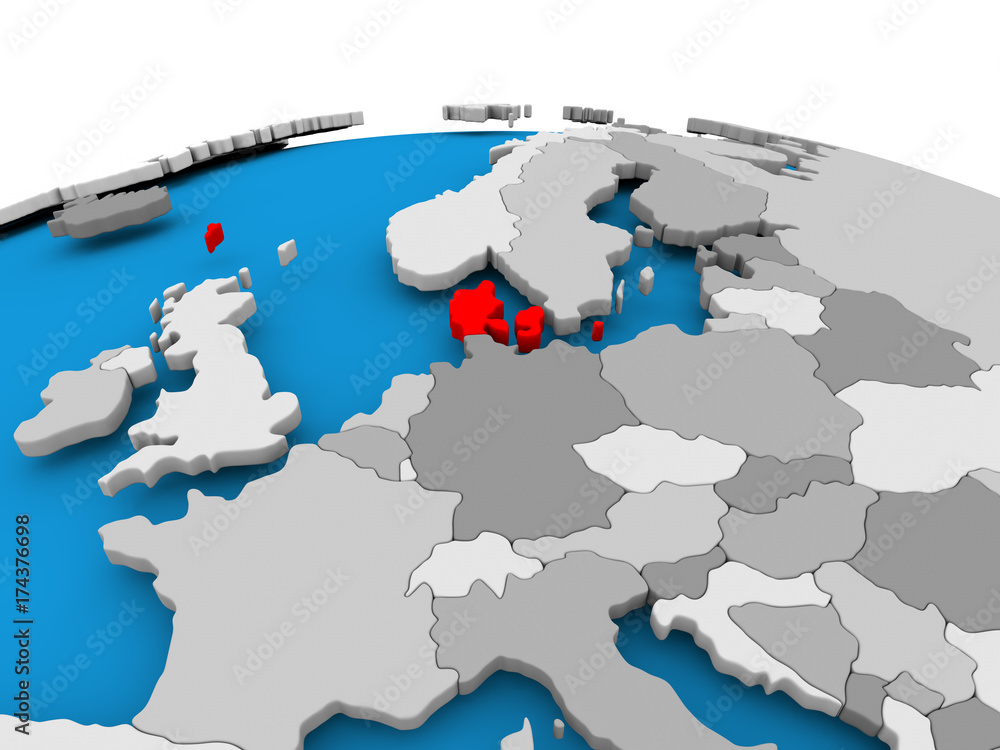 Denmark on political globe